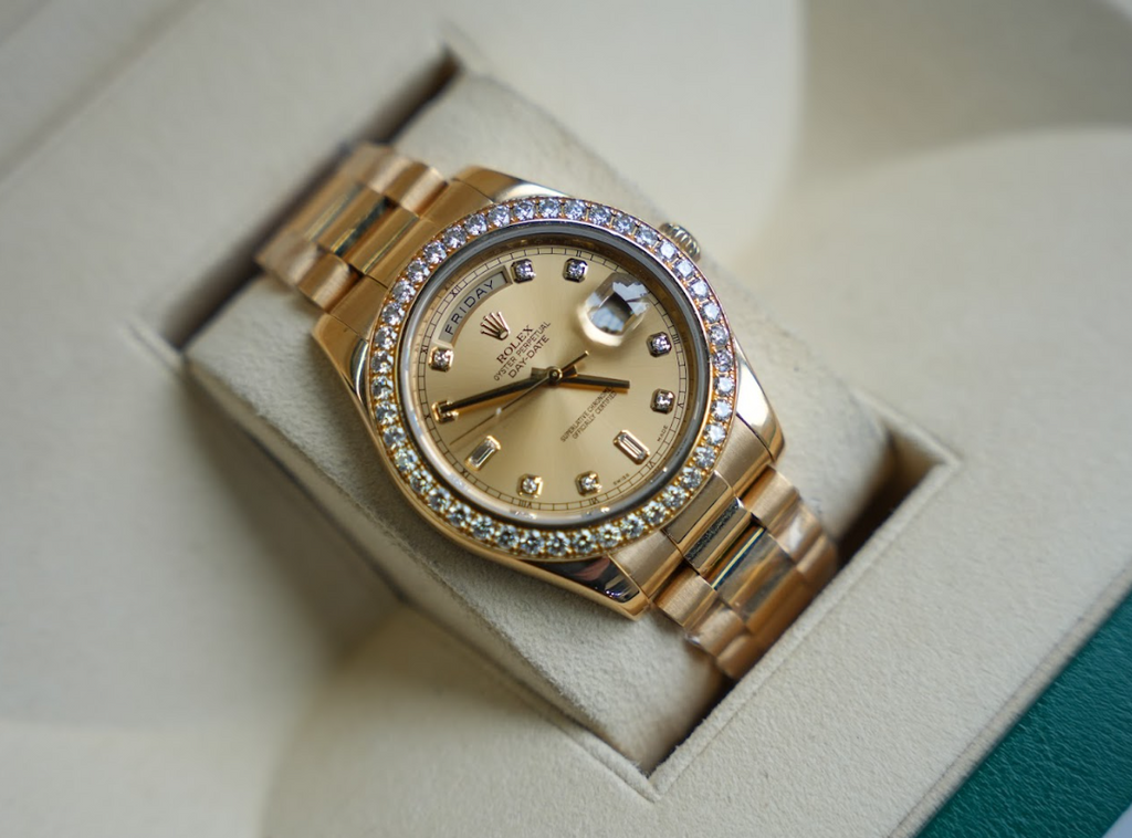 Day-Date II 218348 – 41mm 18K Yellow Gold – Champagne Baguette Diamond Dial