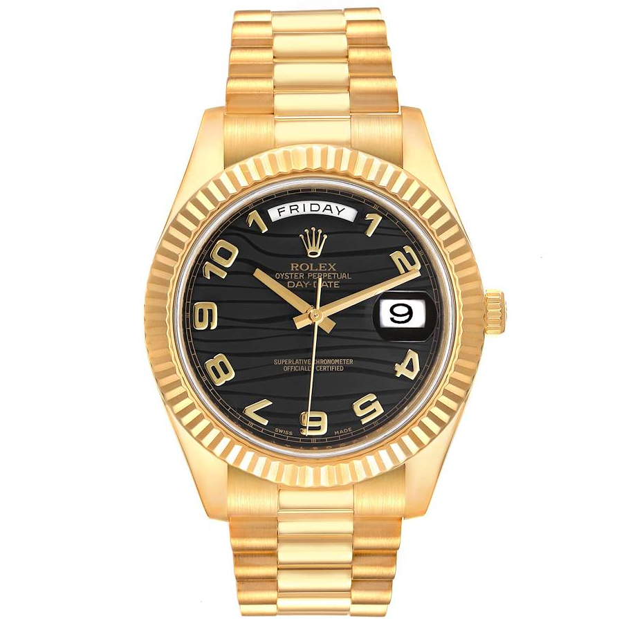 Day-Date II 218238 – 41mm 18K Yellow Gold – Black Dial – President Bracelet