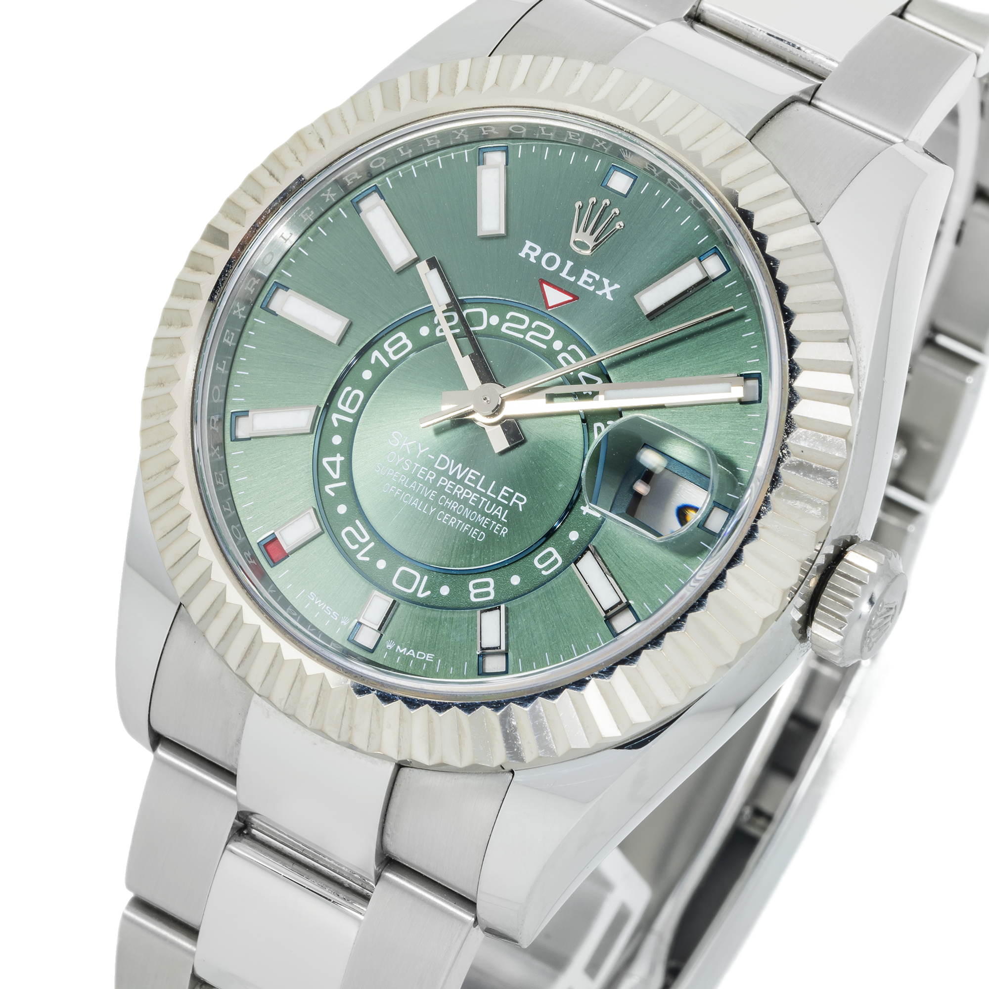 Sky-Dweller 336934 – 42mm Stainless Steel & White Gold Green Dial Oyster Bracelet