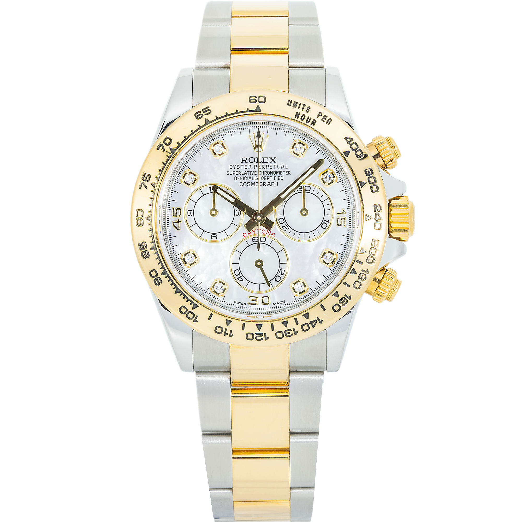 Daytona 116503 – Two-Tone 18k Yellow Gold & Stainless Steel Mother of Pearl Diamond Dial