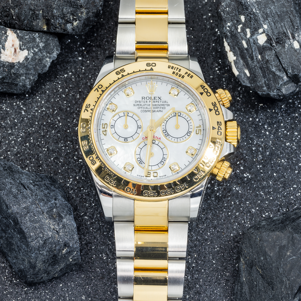 Daytona 116503 – Two-Tone 18k Yellow Gold & Stainless Steel Mother of Pearl Diamond Dial