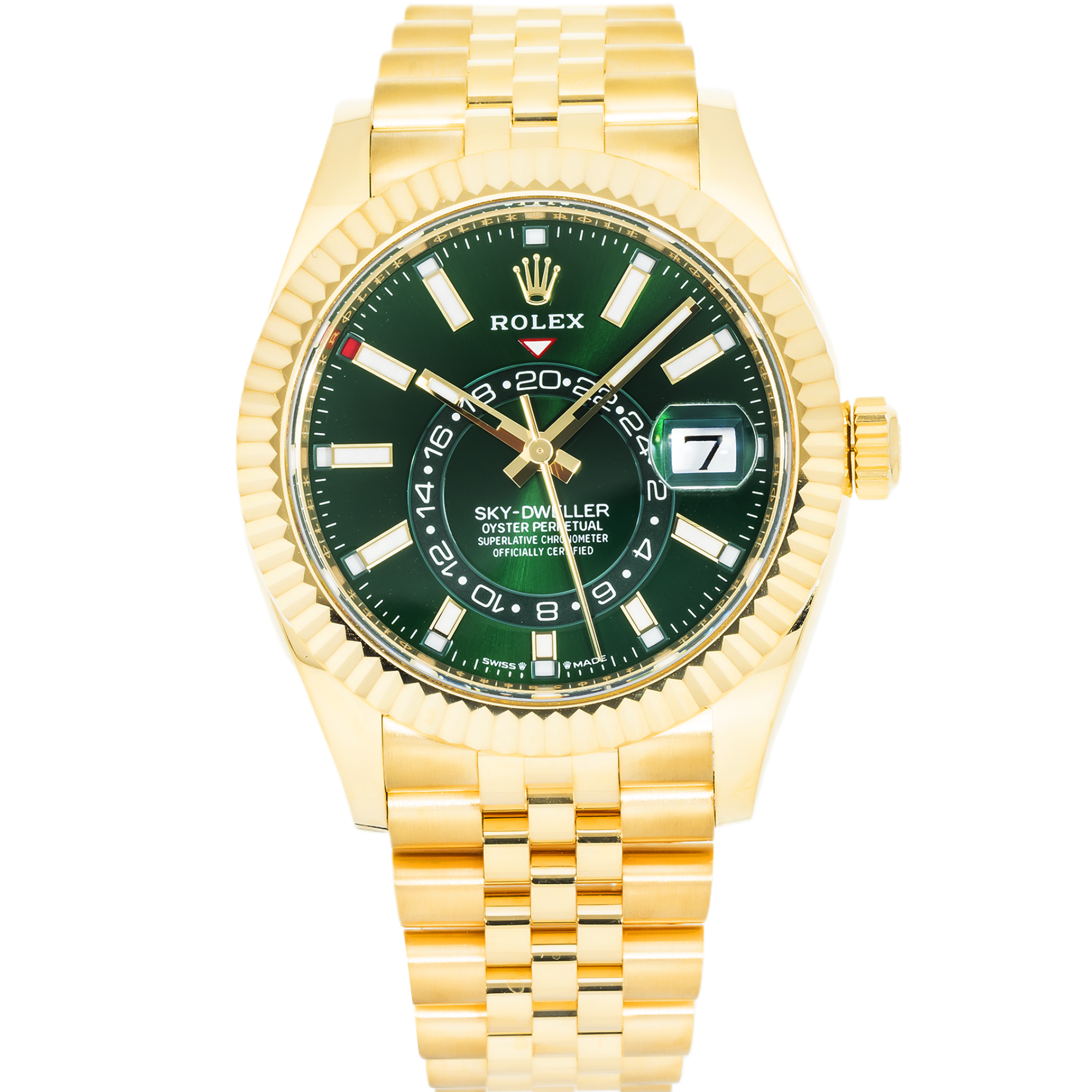 18k Yellow Gold Sky-Dweller 42mm, 336938 Green Dial and Jubilee Bracelet