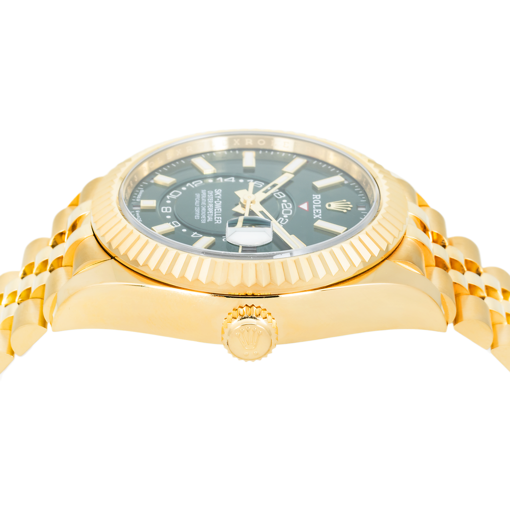 18k Yellow Gold Sky-Dweller 42mm, 336938 Green Dial and Jubilee Bracelet