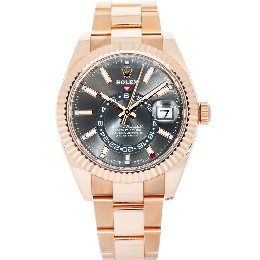 18k Everose Gold Sky-Dweller 42mm, 326935 Rhodium Dial and Oyster Bracelet