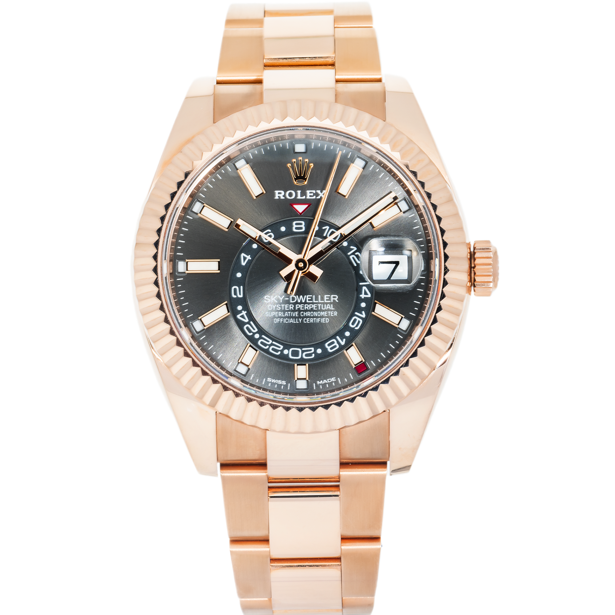 18k Everose Gold Sky-Dweller 42mm, 326935 Rhodium Dial and Oyster Bracelet