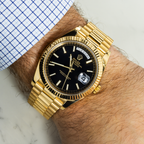 18k Yellow Gold Day-Date 40mm, 228238 Black Dial and President Bracelet