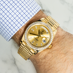 18k Yellow Gold Day-Date 40mm, 228348RBR Factory Diamond Bezel and President Bracelet