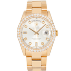 Day-Date 118205 36mm Everose Gold Silver Diamond Dial Diamond Bezel President
