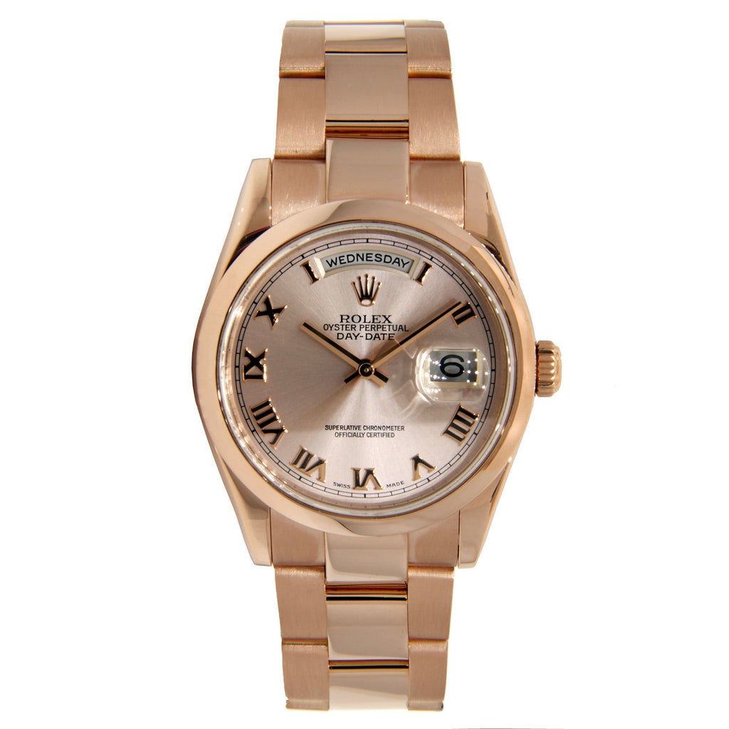 18K Rose Gold Rolex Day Date Presidet 36mm Pink Champagne with Roman Numeral Dial-Rolex-JD Watches NY