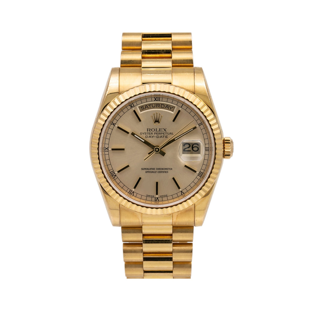 Rolex Day-Date 118238 36MM Champagne Dial With Yellow Gold President Bracelet-Rolex-JD Watches NY