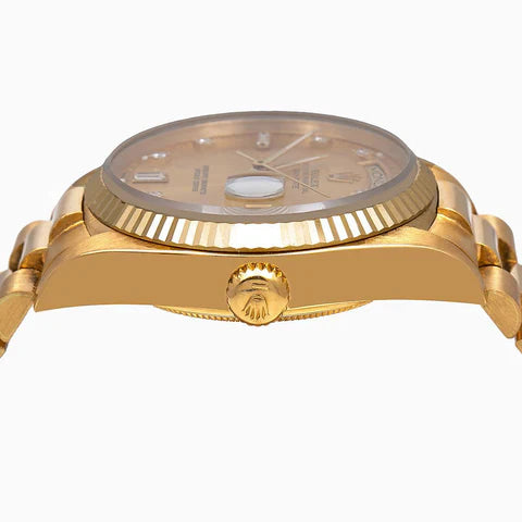 Rolex Day-Date 18038 Champagne Dial With Yellow Gold President Bracelet 36mm-Rolex-JD Watches NY