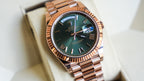Rolex Day-Date 228235 – 40mm Everose Gold with Olive Green Roman Dial-Rolex-JD Watches NY