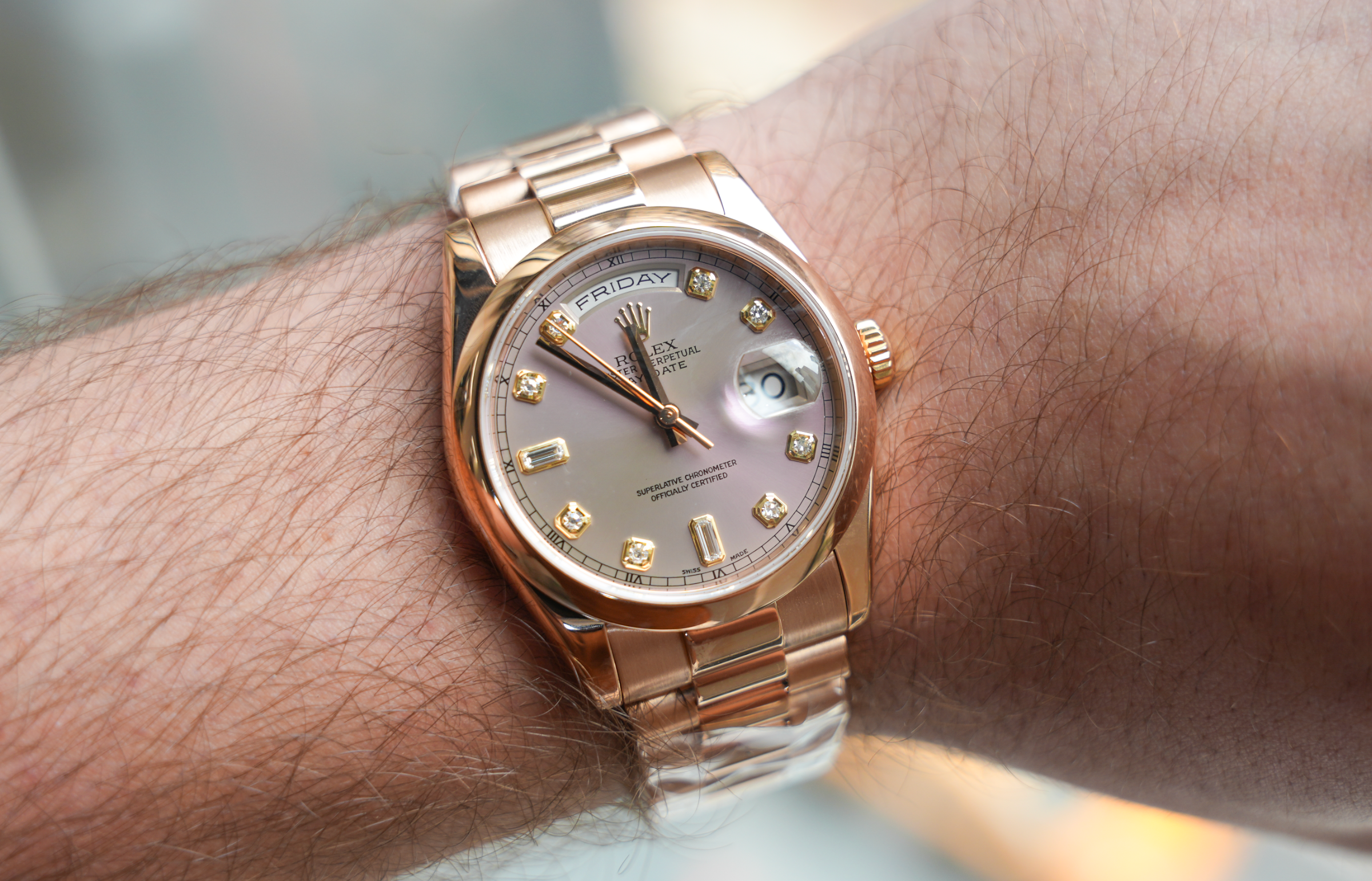 Day-Date 36 – Pink Gold with Diamond Dial Ref. 118205