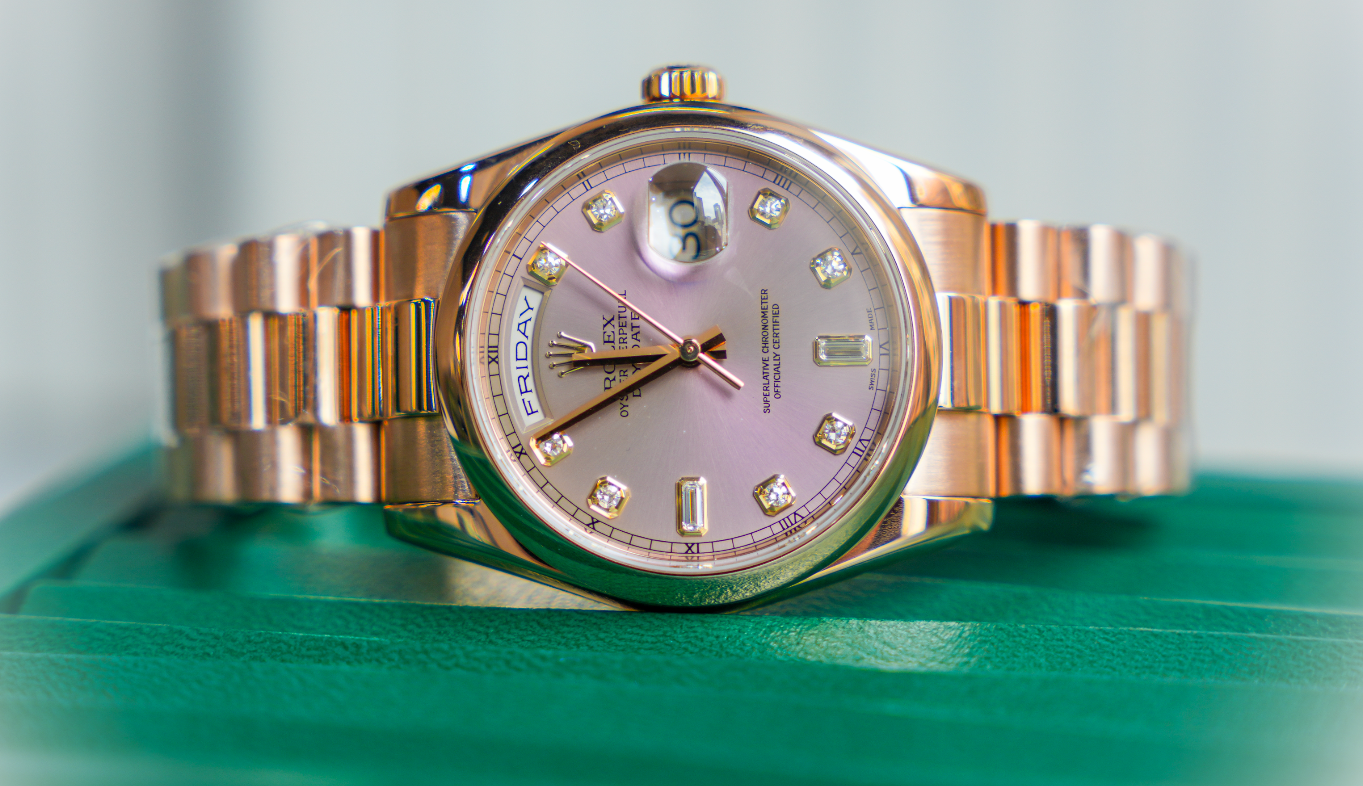 Day-Date 36 – Pink Gold with Diamond Dial Ref. 118205