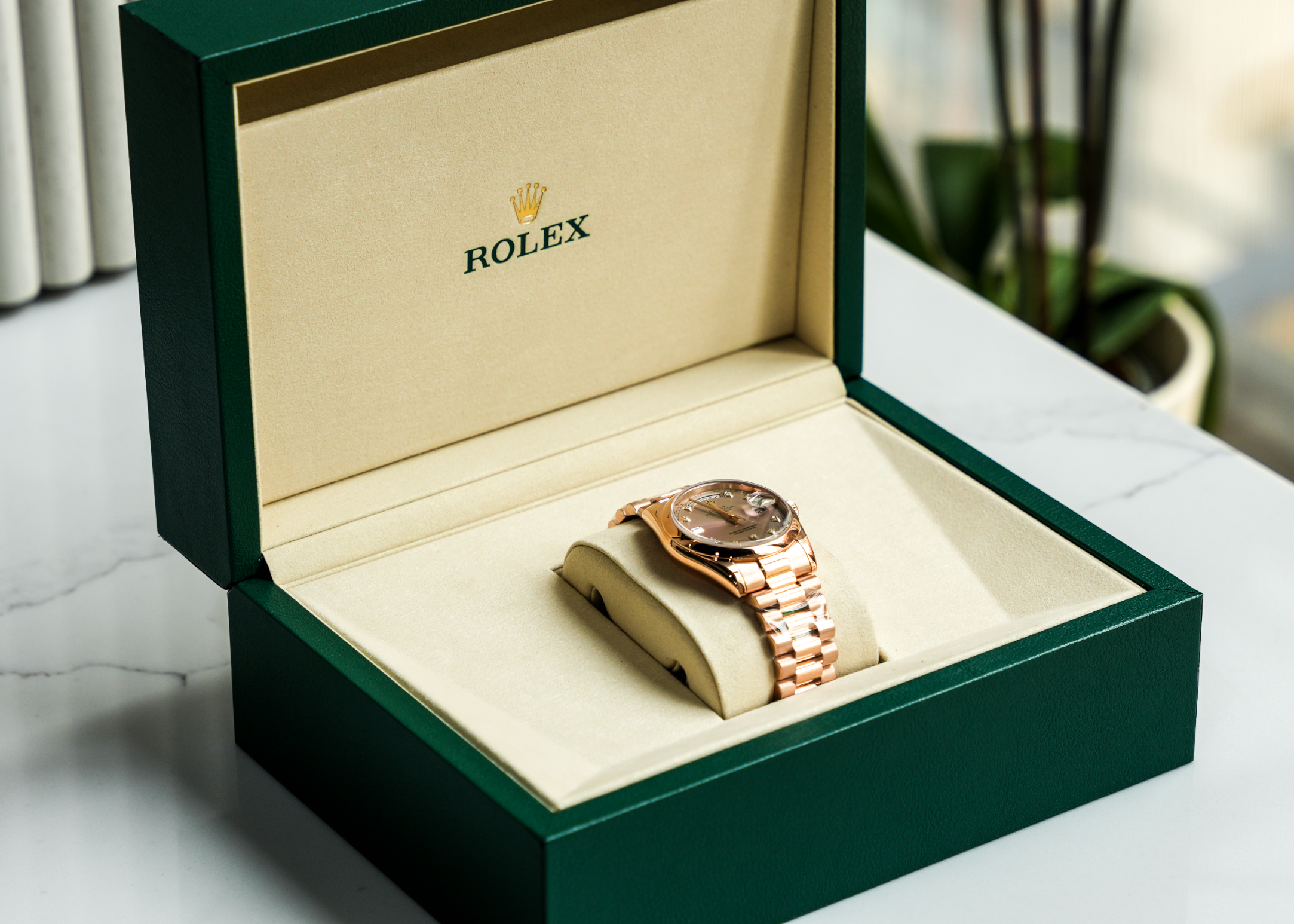 Day-Date 36 – Pink Gold with Diamond Dial Ref. 118205