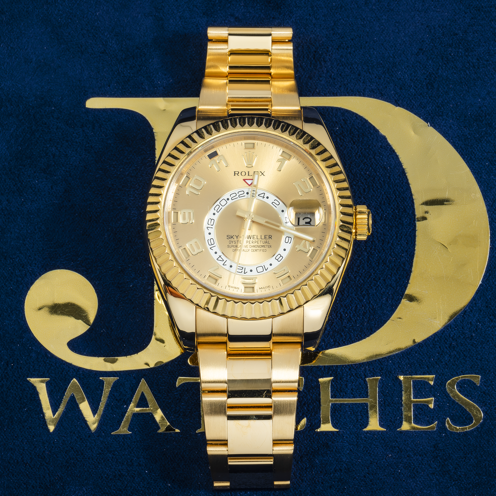 Rolex Sky-Dweller 326938 42mm 18k Yellow Gold Champagne Dial Oyster Bracelet Men’s Watch (Years 2010 to 2015)-Rolex-JD Watches NY