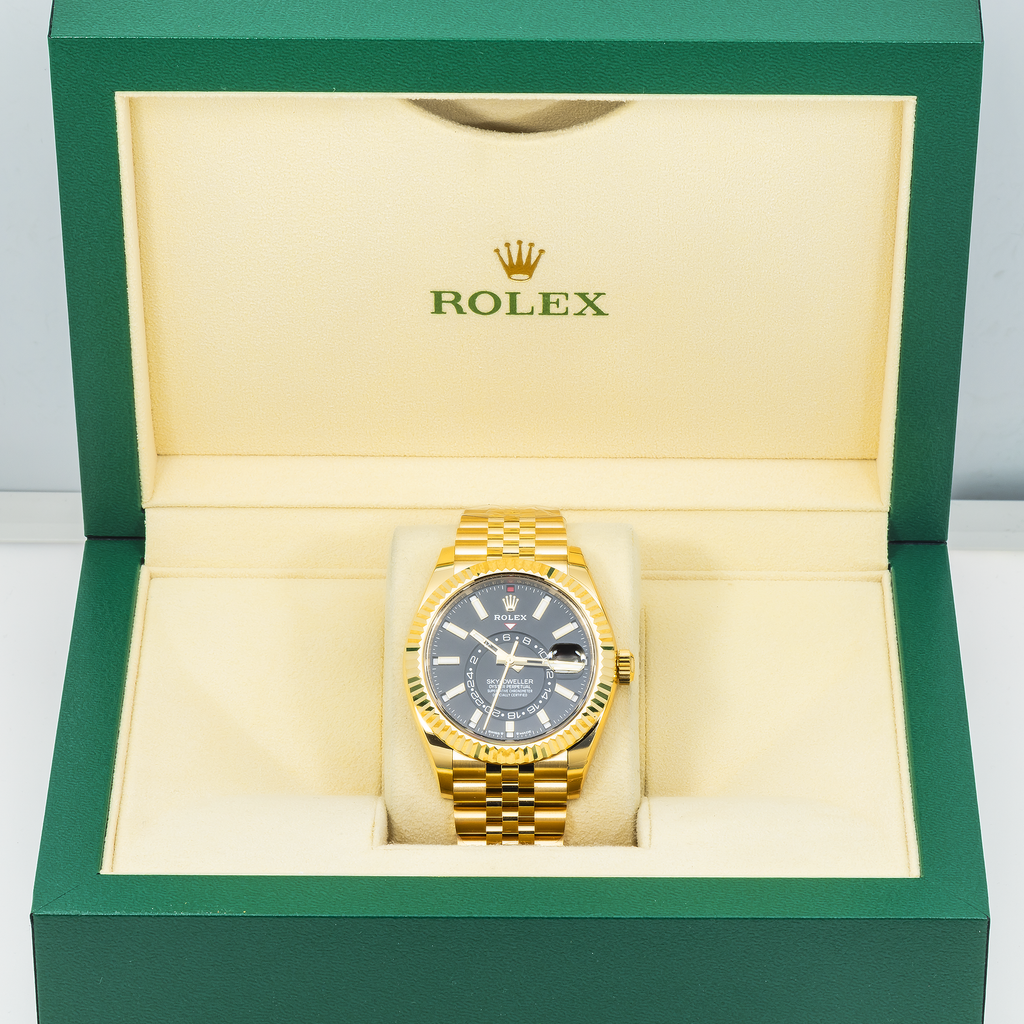 Rolex Sky-Dweller 336938 42mm 18k Yellow Gold Champagne Dial Oyster Bracelet Men’s Watch (Year 2023 to 2025)-Rolex-JD Watches NY