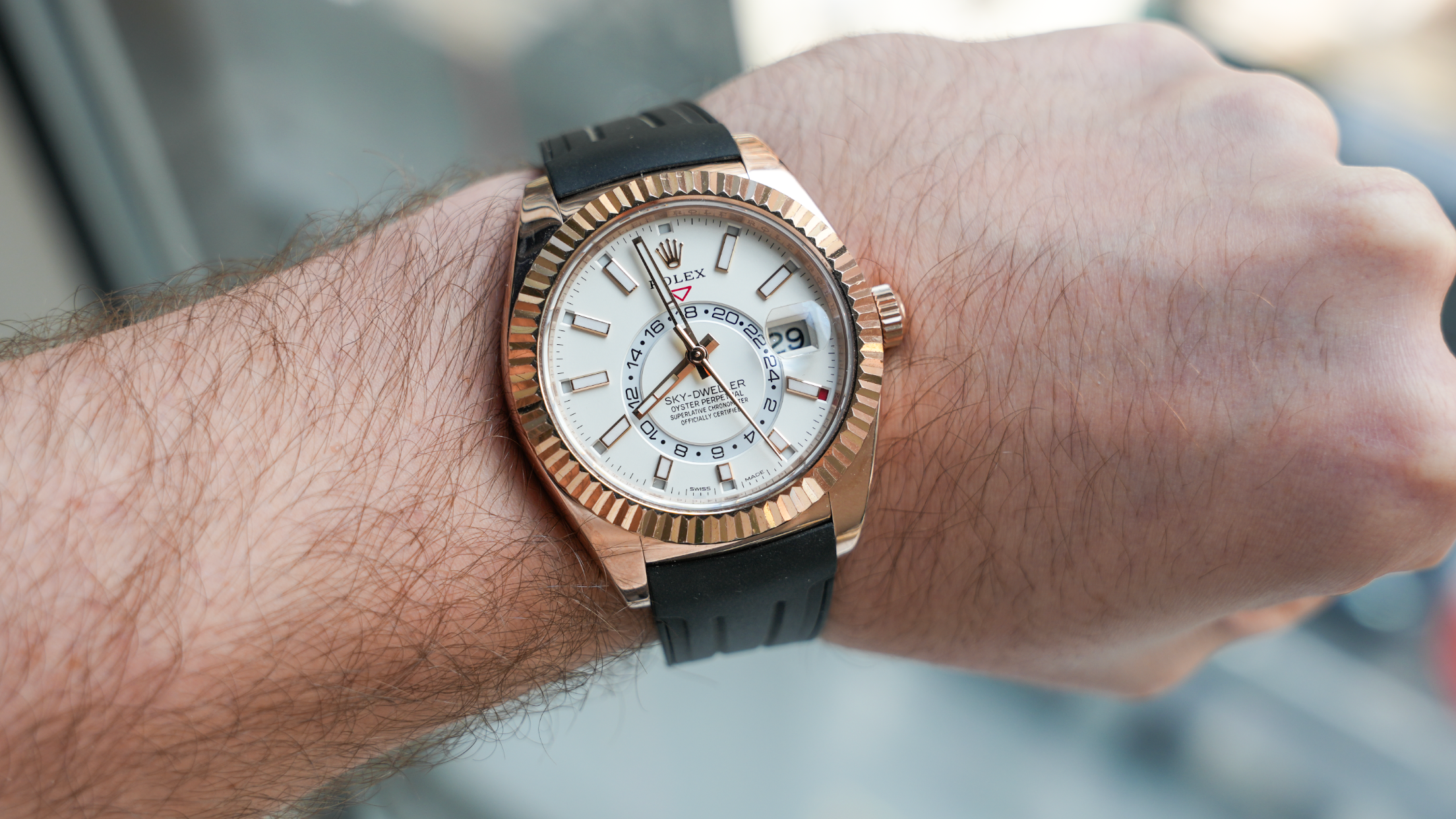 Rolex Sky-Dweller – Everose Gold & Oysterflex White Dial Ref. 336235-Rolex-JD Watches NY