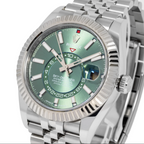 Sky-Dweller – Stainless Steel with Green Dial and Fluted Bezel on Jubilee Bracelet Ref. 336934