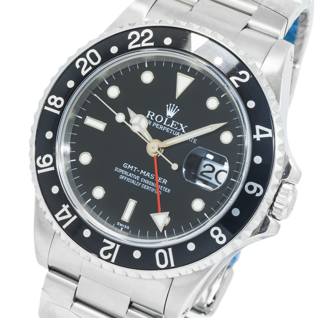 Rolex Stainless Steel GMT Master II 40mm with Oyster Bracelet 16710, Black Insert-Rolex-JD Watches NY