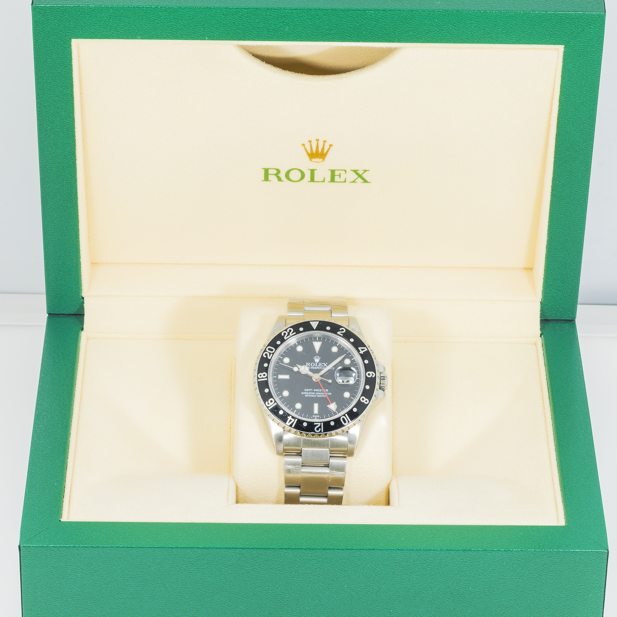 Rolex Stainless Steel GMT Master II 40mm with Oyster Bracelet 16710, Black Insert-Rolex-JD Watches NY