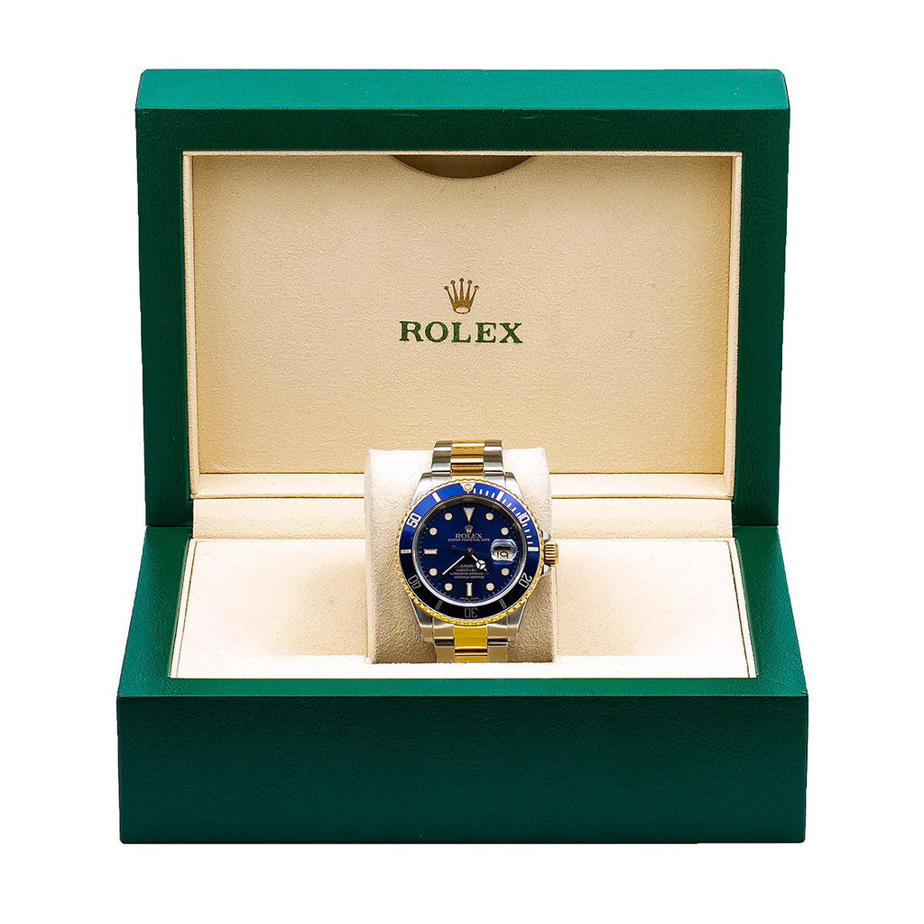 Rolex Submariner 40MM Two Tone Watch Blue Insert Bezel Blue Dial 16613-Rolex-JD Watches NY