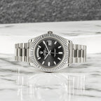 Rolex White Gold Day-Date 40 Watch Black Baguette Diamond Dial - President Bracelet-Rolex-JD Watches NY