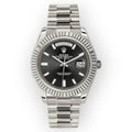 Rolex White Gold Day-Date 40 Watch Black Baguette Diamond Dial - President Bracelet-Rolex-JD Watches NY
