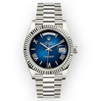 Rolex White Gold Day-Date 40 Watch Blue Ombré Roman Dial - President Bracelet-Rolex-JD Watches NY