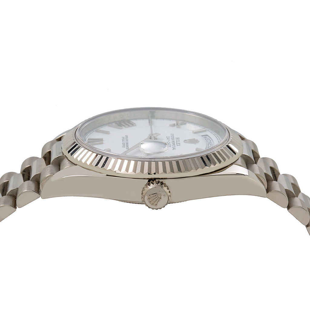 Rolex White Gold Day-Date 40 Watch White Roman Dial - President Bracelet 228239-Rolex-JD Watches NY