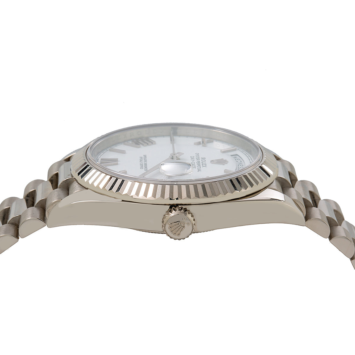 Rolex White Gold Day-Date 40 Watch White Roman Dial - President Bracelet 228239-Rolex-JD Watches NY