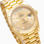 Rolex Yellow Gold Day-Date 40 Watch Champagne Baguette Diamond Dial - President Bracelet-Rolex-JD Watches NY