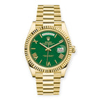 Rolex Yellow Gold Day-Date 40 Watch Green Roman Dial - President Bracelet-Rolex-JD Watches NY
