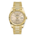 Rolex Yellow Gold Day-Date 40 Watch Silver Diagonal Motif Index Dial - President Bracelet 228238-Rolex-JD Watches NY