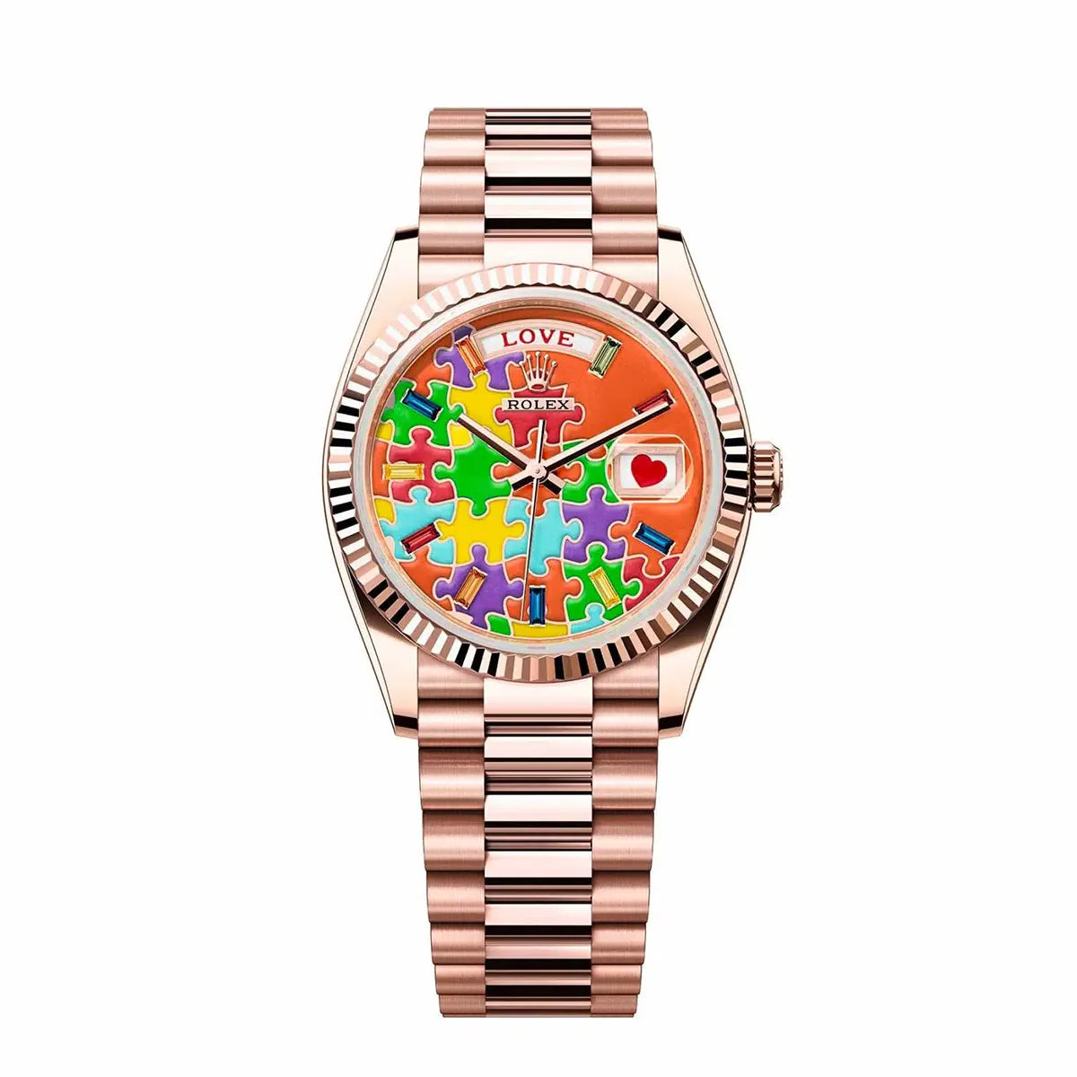 Day-Date 40 128235 Puzzle Dial Everose Gold President Bracelet