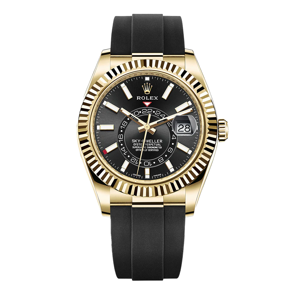 Sky-Dweller 326238 Yellow Gold Black Dial Oysterflex 42mm