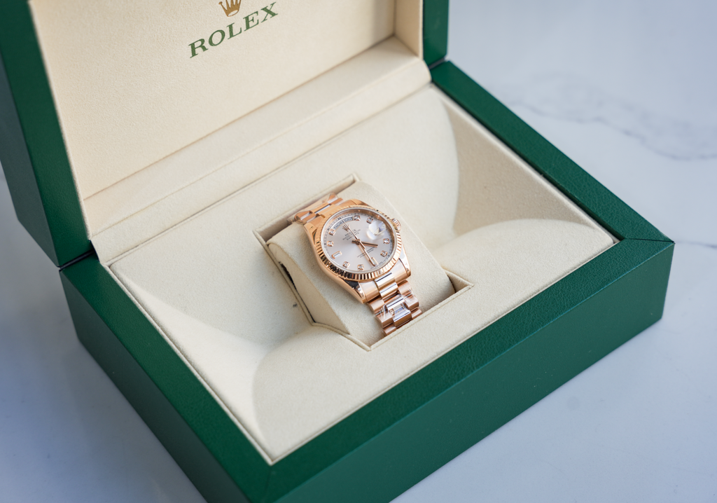 Day-Date 36 118235 Everose Gold Pink Dial Diamond Hour Markers President Bracelet