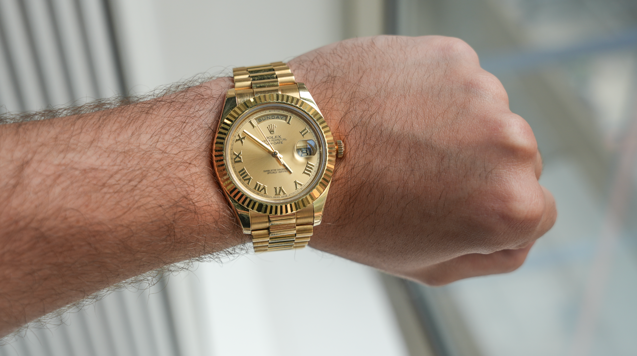 Day-Date II 218238 41mm Champagne Roman Dial 18k Yellow Gold President Watch