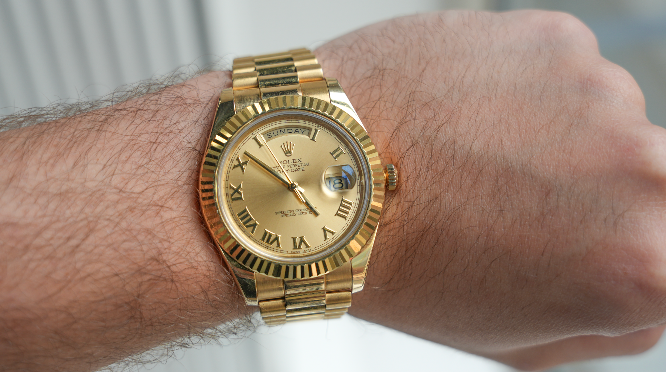 Day-Date II 218238 41mm Champagne Roman Dial 18k Yellow Gold President Watch