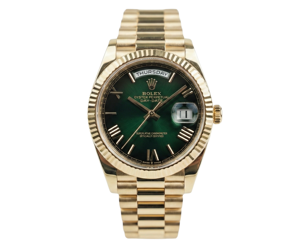 Day-Date 36mm Yellow Gold Green Ombre Roman Numeral Dial – Ref. 128238