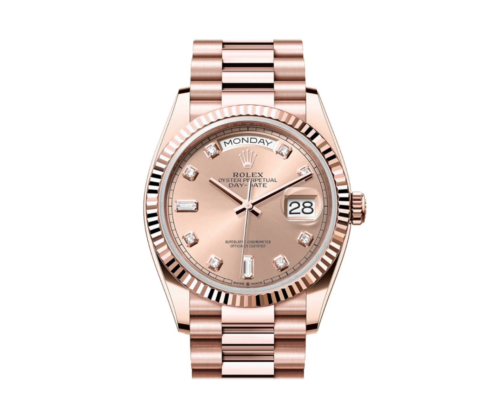 Day-Date 36 118235 Everose Gold Pink Dial Diamond Hour Markers President Bracelet