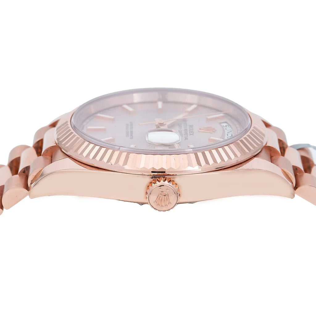 Day-Date 40MM 228235 Sundust Stripe Dial Fluted Bezel 18K Everose Gold President Bracelet