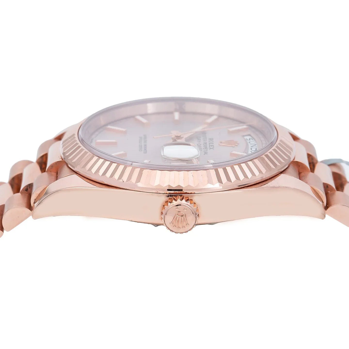 Day-Date 40MM 228235 Sundust Stripe Dial Fluted Bezel 18K Everose Gold President Bracelet