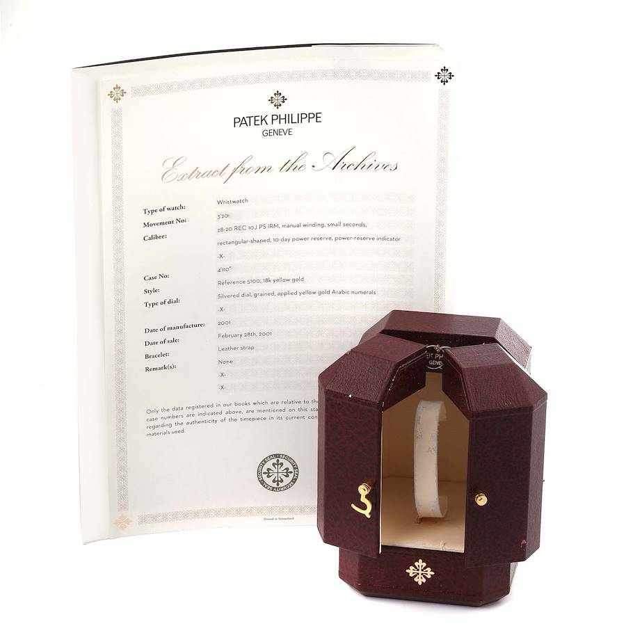 10 Day Power Reserve Yellow Gold Mens Watch 5100J Box Papers