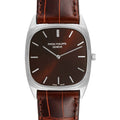 18k White Gold Brown Dial Vintage Mens Watch 3566