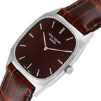 18k White Gold Brown Dial Vintage Mens Watch 3566