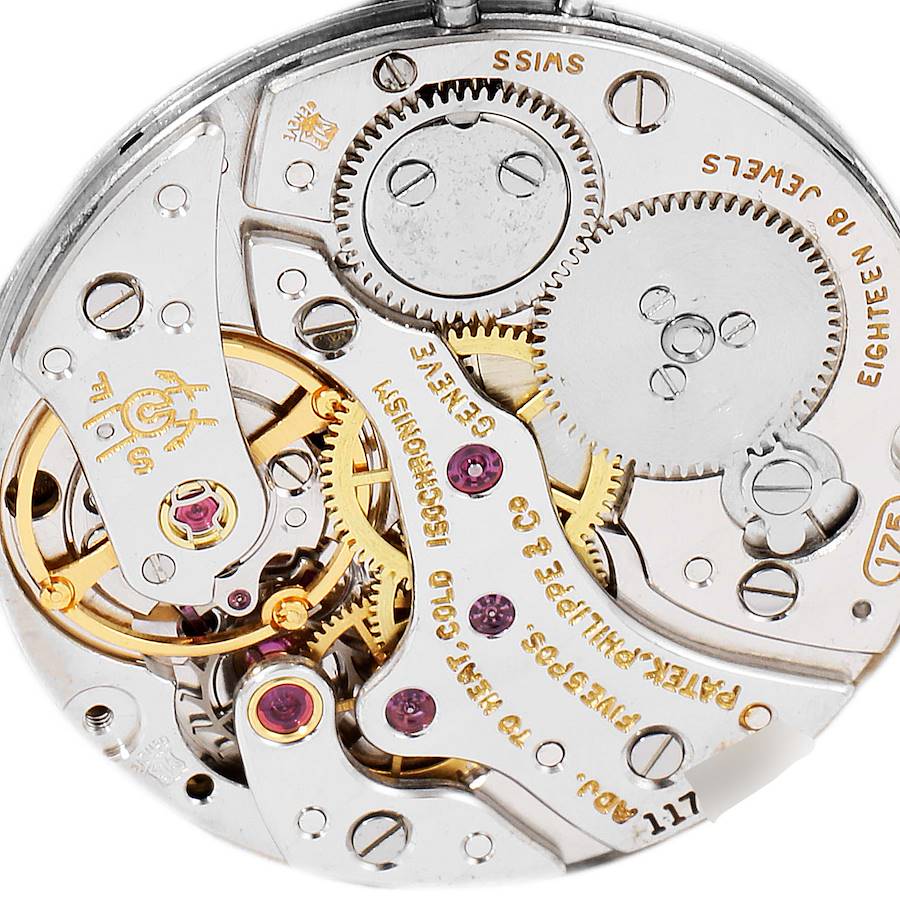 18k White Gold Brown Dial Vintage Mens Watch 3566