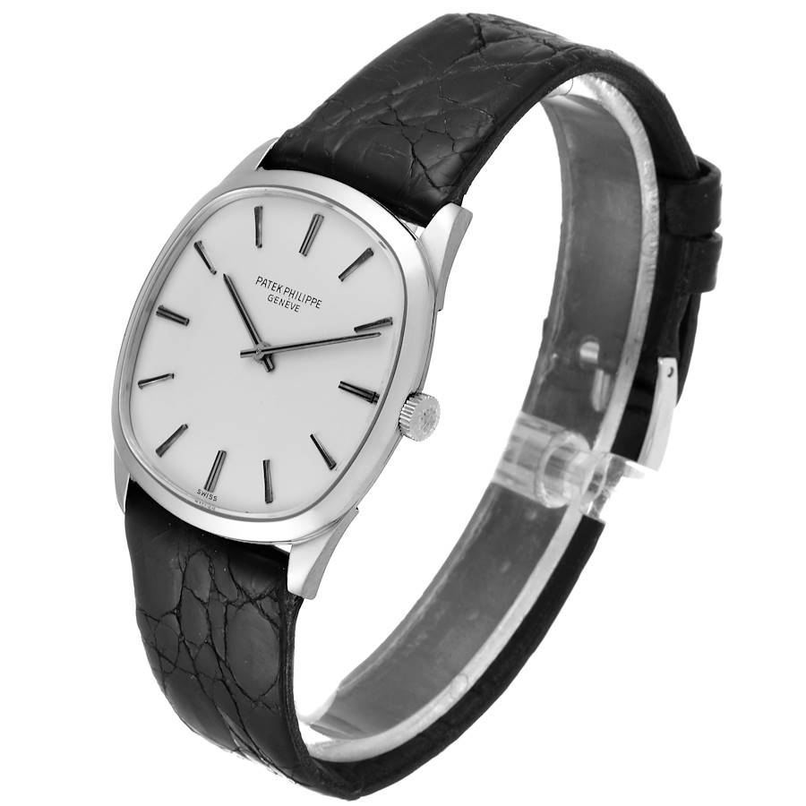 18k White Gold Silver Dial Vintage Mens Watch 3544