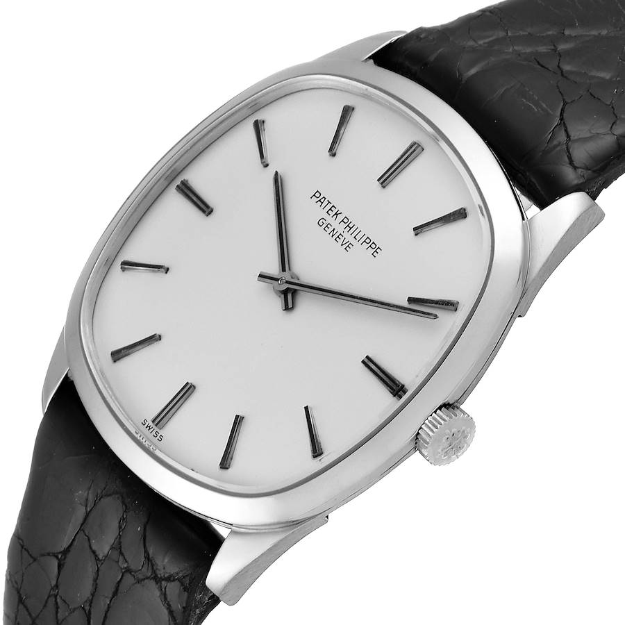 18k White Gold Silver Dial Vintage Mens Watch 3544