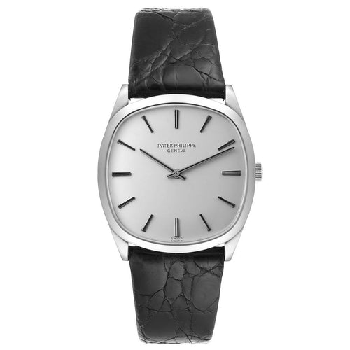 18k White Gold Silver Dial Vintage Mens Watch 3544